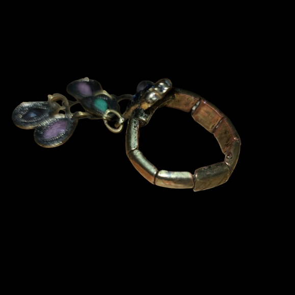 Vintage Peacock Gothic Stretchy Fashion Ring Lot 4 Displays Lots of Wear - Picture 2 of 3